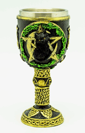 Magickal Cat on Pentagram Design Goblet